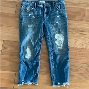 Free People Blue Distressed Ankle Jeans